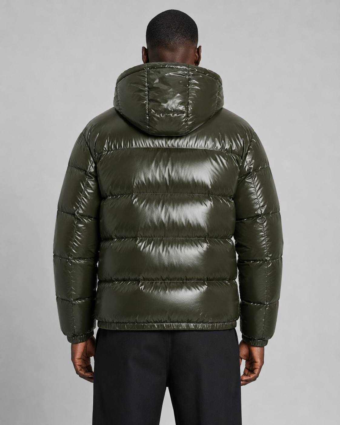 Men's Hooded Puffer Jacket Glossy Quilted Finish