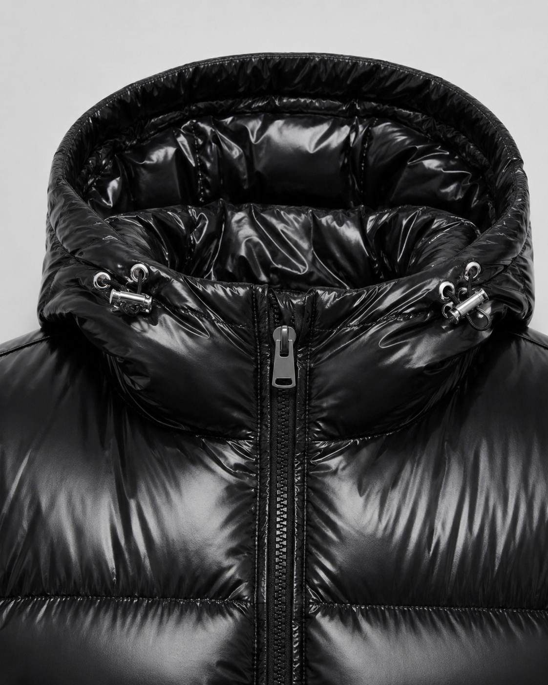Men's Hooded Puffer Jacket Glossy Quilted Finish
