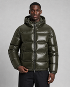 Men's Hooded Puffer Jacket Glossy Quilted Finish