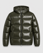 Men's Hooded Puffer Jacket Glossy Quilted Finish