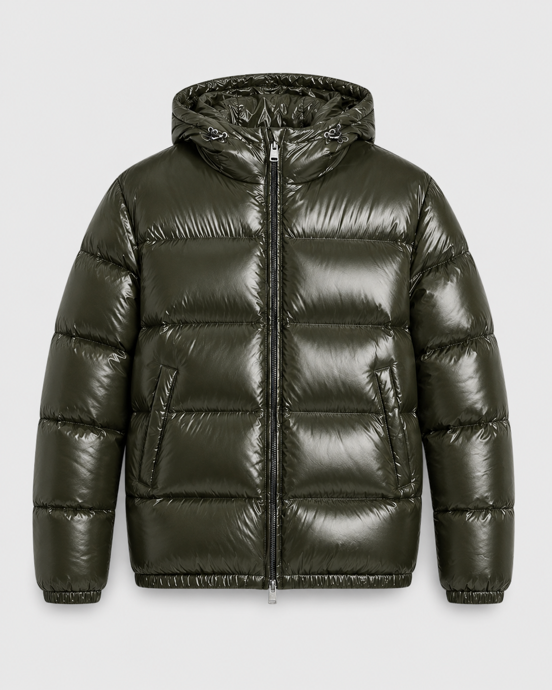 Men's Hooded Puffer Jacket Glossy Quilted Finish