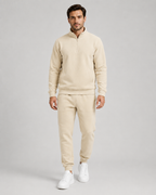 Men's Quarter Zip Tracksuit Set - Regular Fit Tapered Joggers