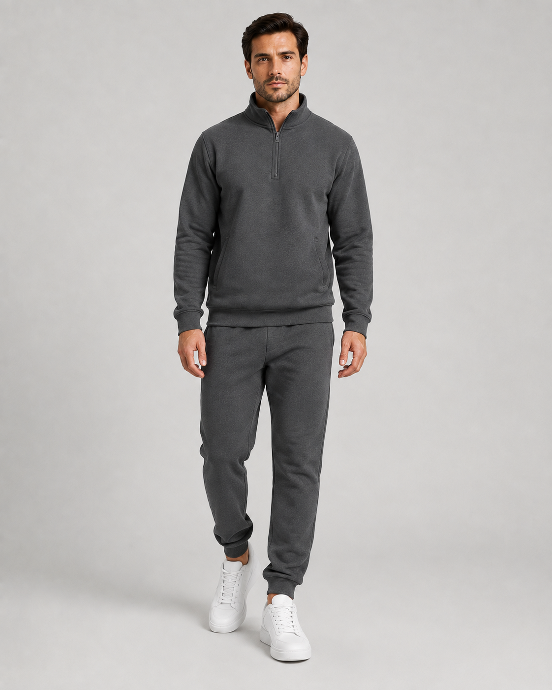 Men's Quarter Zip Tracksuit Set - Regular Fit Tapered Joggers