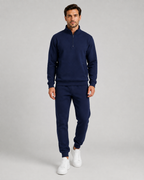Men's Quarter Zip Tracksuit Set - Regular Fit Tapered Joggers