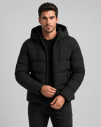 Men's Hooded Winter Puffer Jacket with Zip Pockets