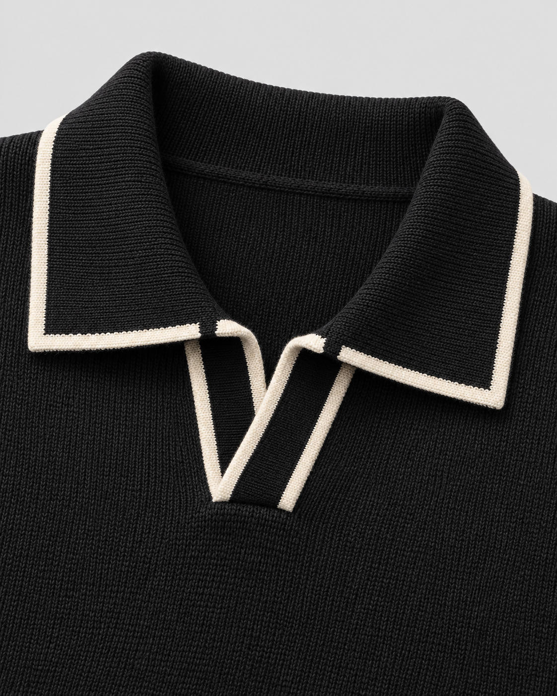 Men's Rib-Knit Polo Sweater – Contrast Trim Long Sleeve Regular Fit