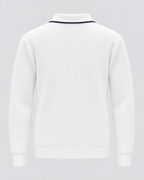 Men's Rib-Knit Polo Sweater – Contrast Trim Long Sleeve Regular Fit