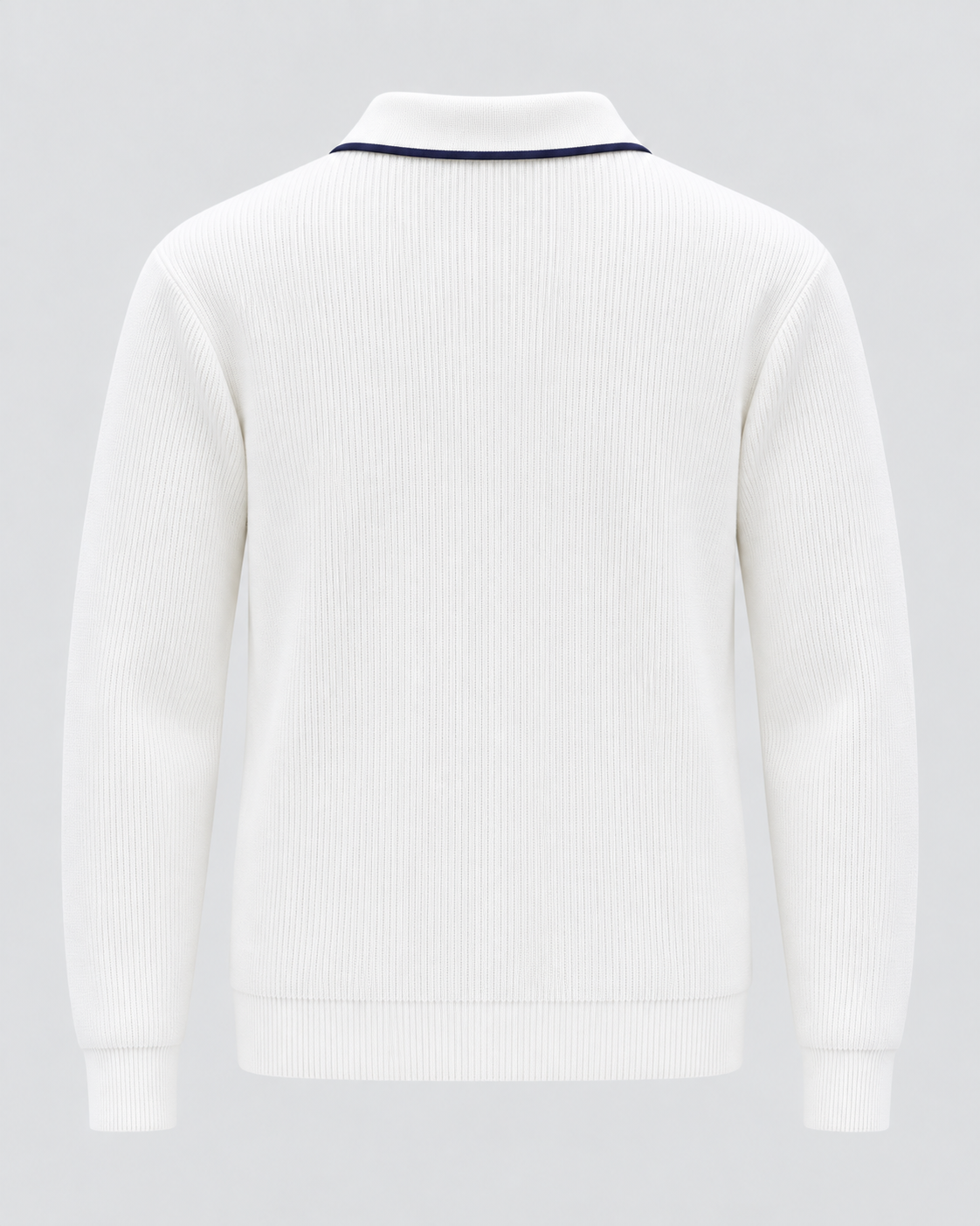 Men's Rib-Knit Polo Sweater – Contrast Trim Long Sleeve Regular Fit