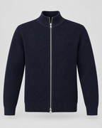 Men's Ribbed Full Zip Knit Sweater – Stand Collar Long Sleeve
