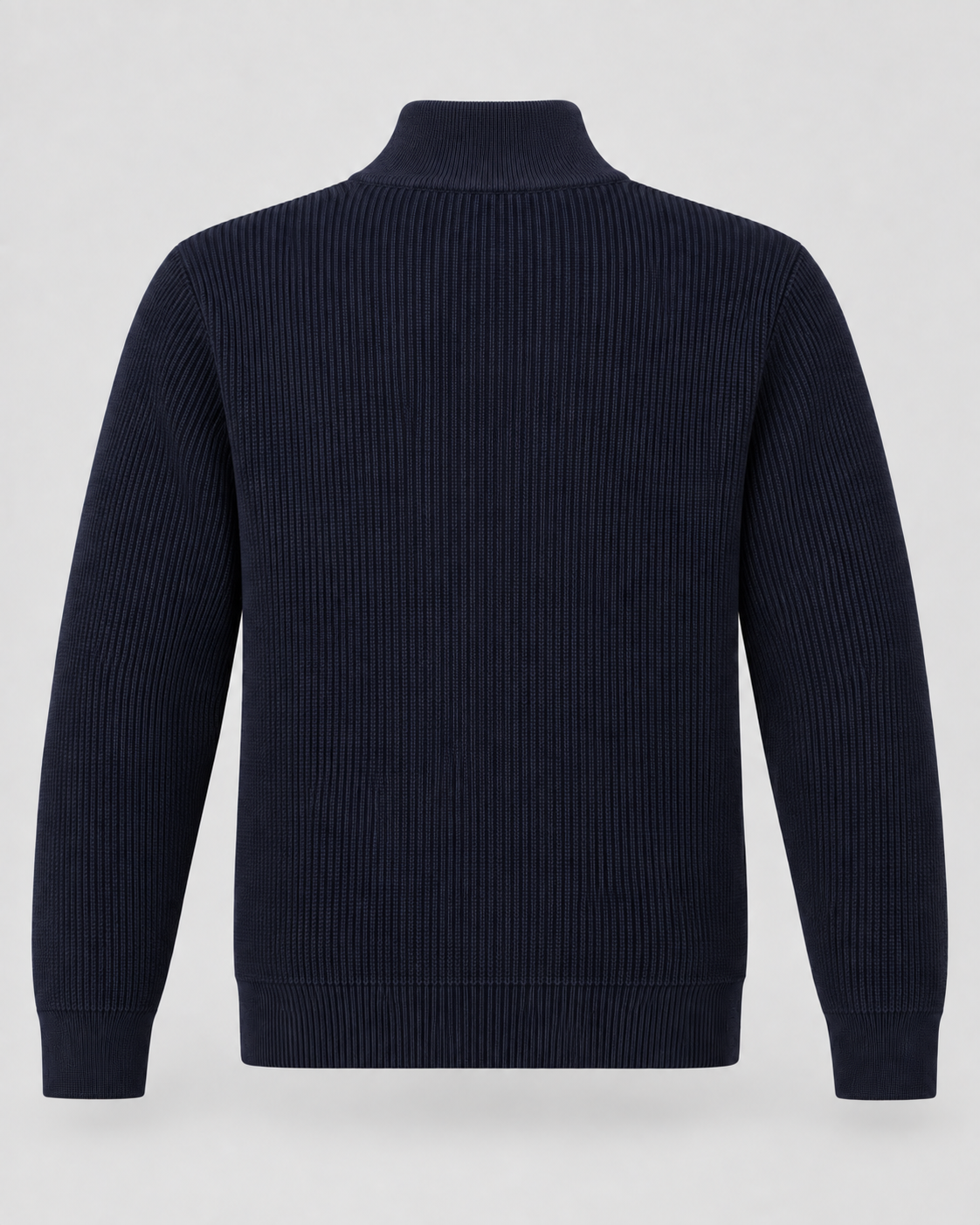 Men's Ribbed Full Zip Knit Sweater – Stand Collar Long Sleeve