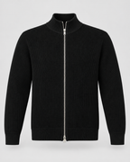 Men's Ribbed Full Zip Knit Sweater – Stand Collar Long Sleeve