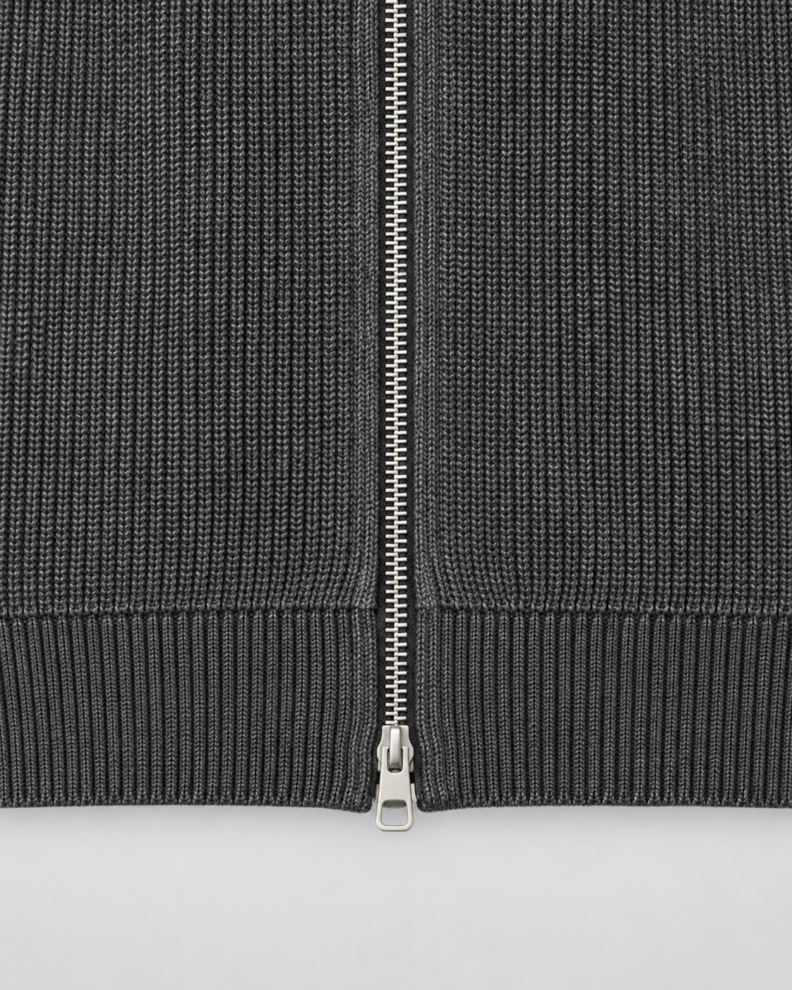 Men's Ribbed Full Zip Knit Sweater – Stand Collar Long Sleeve