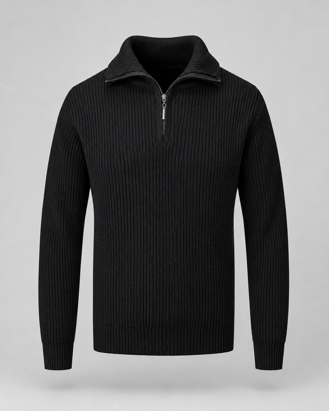 Men's Ribbed Quarter Zip Sweater - Collared Regular Fit