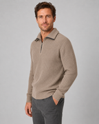 Men's Ribbed Quarter Zip Sweater - Collared Regular Fit