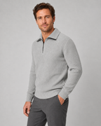 Men's Ribbed Quarter Zip Sweater - Collared Regular Fit