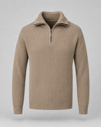 Men's Ribbed Quarter Zip Sweater - Collared Regular Fit