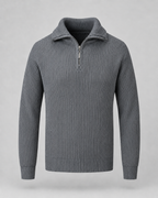 Men's Ribbed Quarter Zip Sweater - Collared Regular Fit