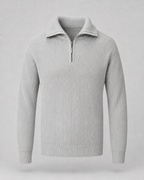 Men's Ribbed Quarter Zip Sweater - Collared Regular Fit