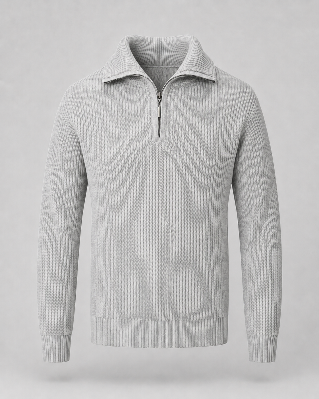Men's Ribbed Quarter Zip Sweater - Collared Regular Fit
