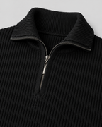 Men's Ribbed Quarter Zip Sweater - Collared Regular Fit
