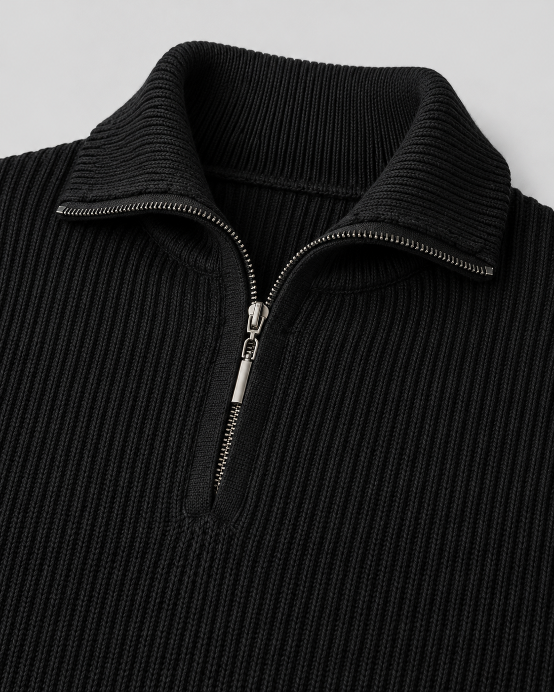 Men's Ribbed Quarter Zip Sweater - Collared Regular Fit
