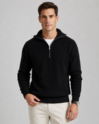 Men's Ribbed Quarter-Zip Sweater - High Collar Regular Fit