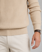 Men's Ribbed Quarter-Zip Sweater - High Collar Regular Fit