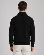 Men's Ribbed Quarter-Zip Sweater - High Collar Regular Fit