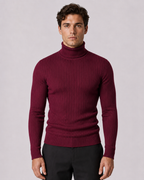 Men's Ribbed Turtleneck Sweater - Slim Fit Long Sleeve