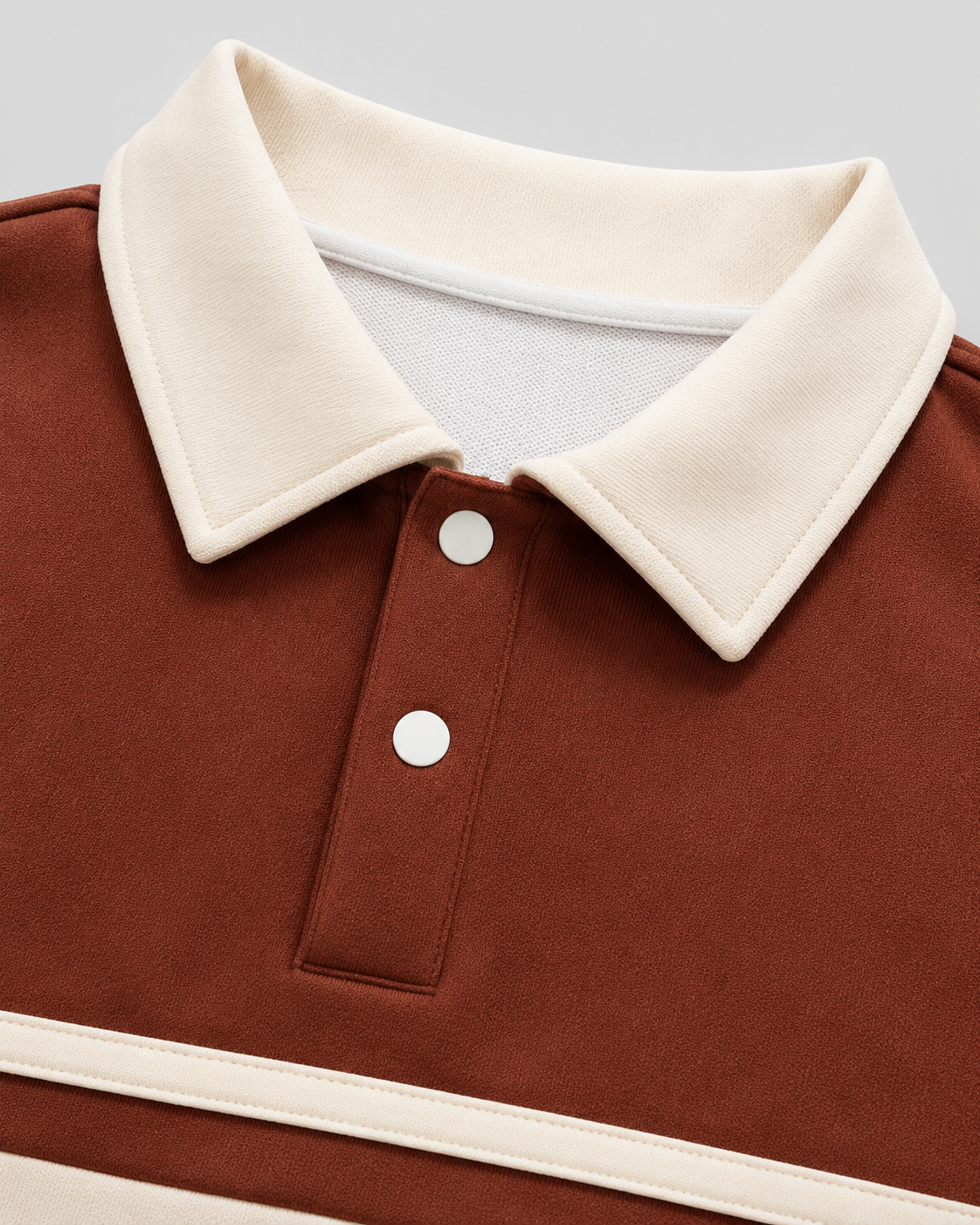 Men's Rugby Polo Sweater - Colour Block Long Sleeve Relaxed Fit