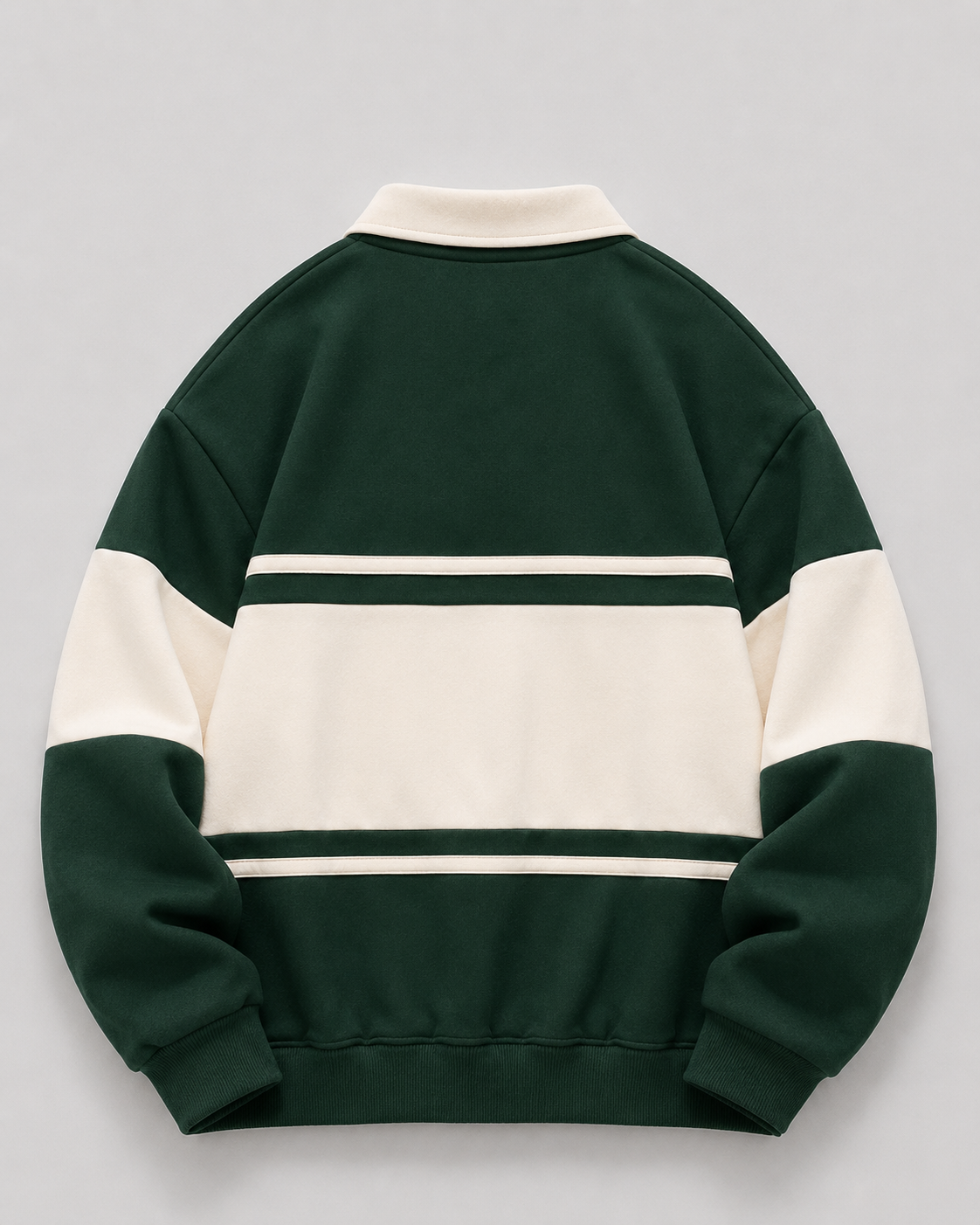 Men's Rugby Polo Sweater - Colour Block Long Sleeve Relaxed Fit