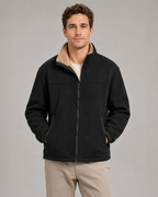 Men's Sherpa-Lined Fleece Jacket - Full Zip Stand Collar