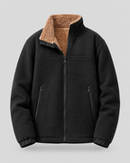 Men's Sherpa-Lined Fleece Jacket - Full Zip Stand Collar