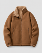 Men's Sherpa-Lined Fleece Jacket - Full Zip Stand Collar