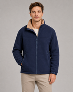 Men's Sherpa-Lined Fleece Jacket - Full Zip Stand Collar