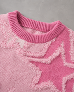 Men's Star Knit Sweater - Textured Motif Relaxed Streetwear Fit