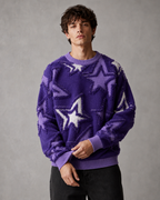 Men's Star Knit Sweater - Textured Motif Relaxed Streetwear Fit