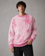 Men's Star Knit Sweater - Textured Motif Relaxed Streetwear Fit