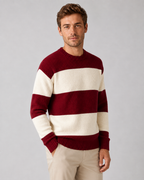 Men's Striped Knit Crew Neck Sweater - Relaxed Fit