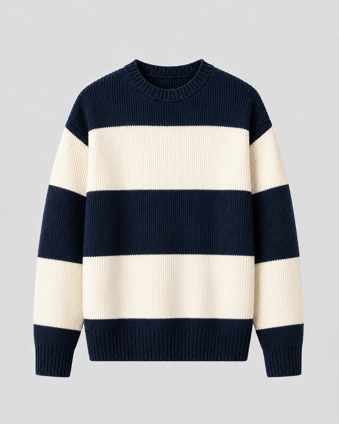 Men's Striped Knit Crew Neck Sweater - Relaxed Fit