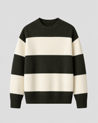 Men's Striped Knit Crew Neck Sweater - Relaxed Fit