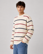 Men's Striped Knitted Sweater - Crew Neck Relaxed Fit