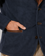 Men's Suede-Look Jacket - Layered Zip Collar Regular Fit