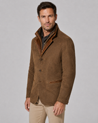 Men's Suede-Look Jacket - Layered Zip Collar Regular Fit