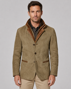 Men's Suede-Look Jacket - Layered Zip Collar Regular Fit