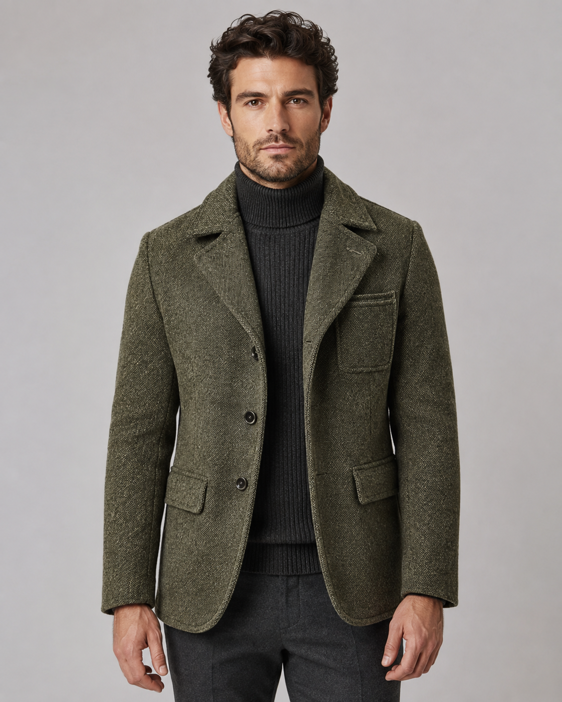 Men's Textured Blazer - Notch Lapel Two-Button Tailored Fit