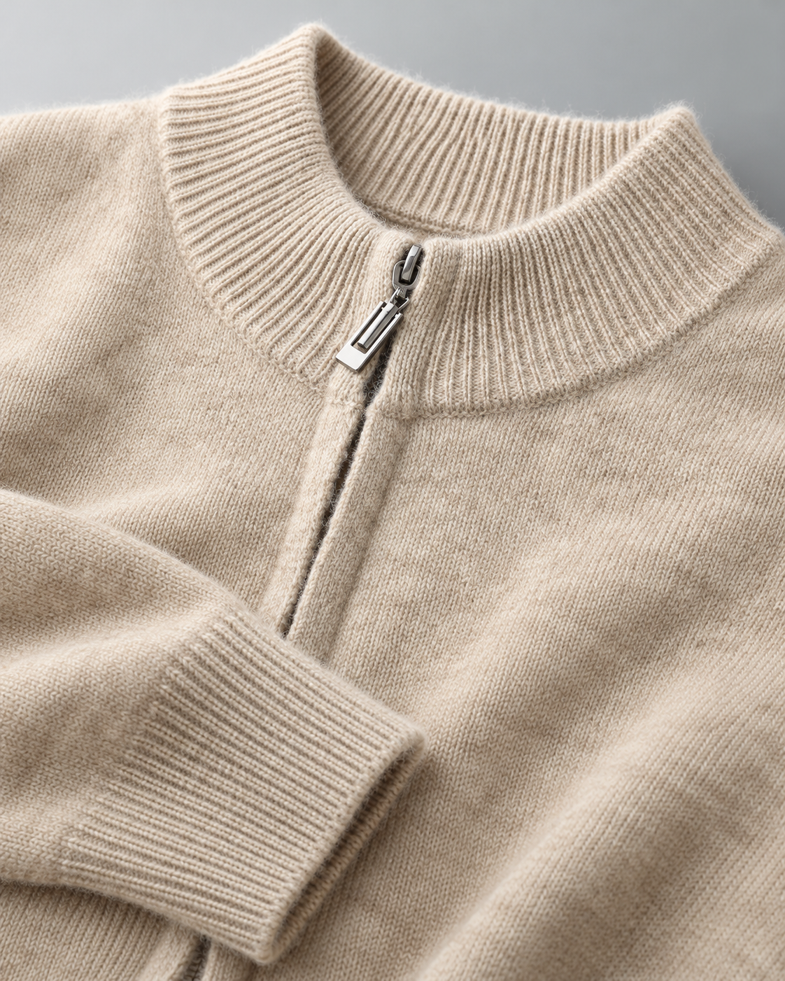 Men's Textured Knit Two-Piece Set - Zip-Up Cardigan & Trousers