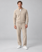 Men's Textured Knit Two-Piece Set - Zip-Up Cardigan & Trousers