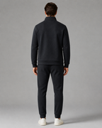 Men's Textured Tracksuit Set - Stand Collar Zip Jacket & Joggers