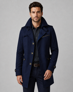 Men's Trench Coat - Button Front Epaulettes Mid-Length